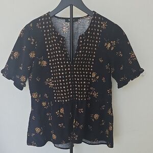 Madewell Black Floral Blouse